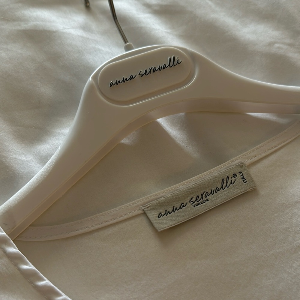 White Chinese collar new blouse never worn 78% cotton